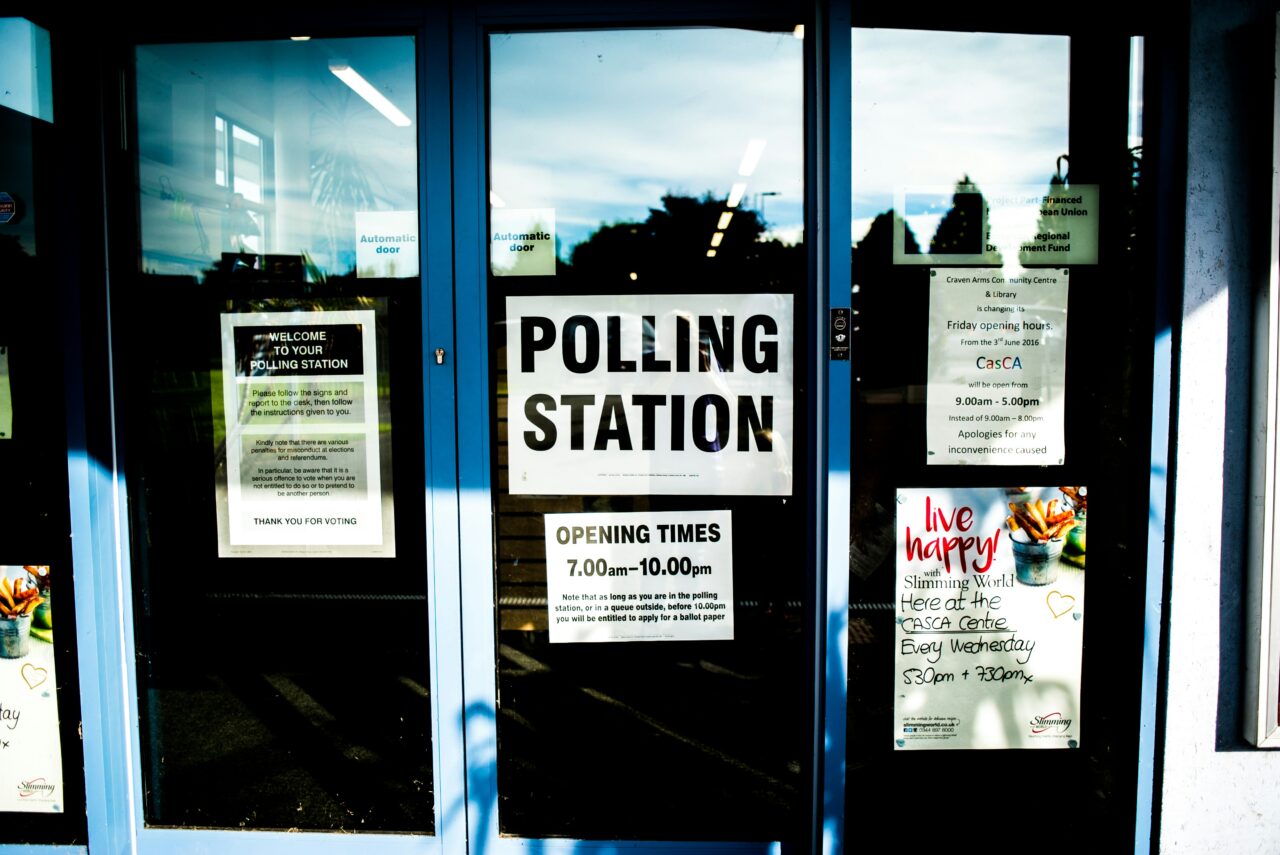 A photo of a polling place