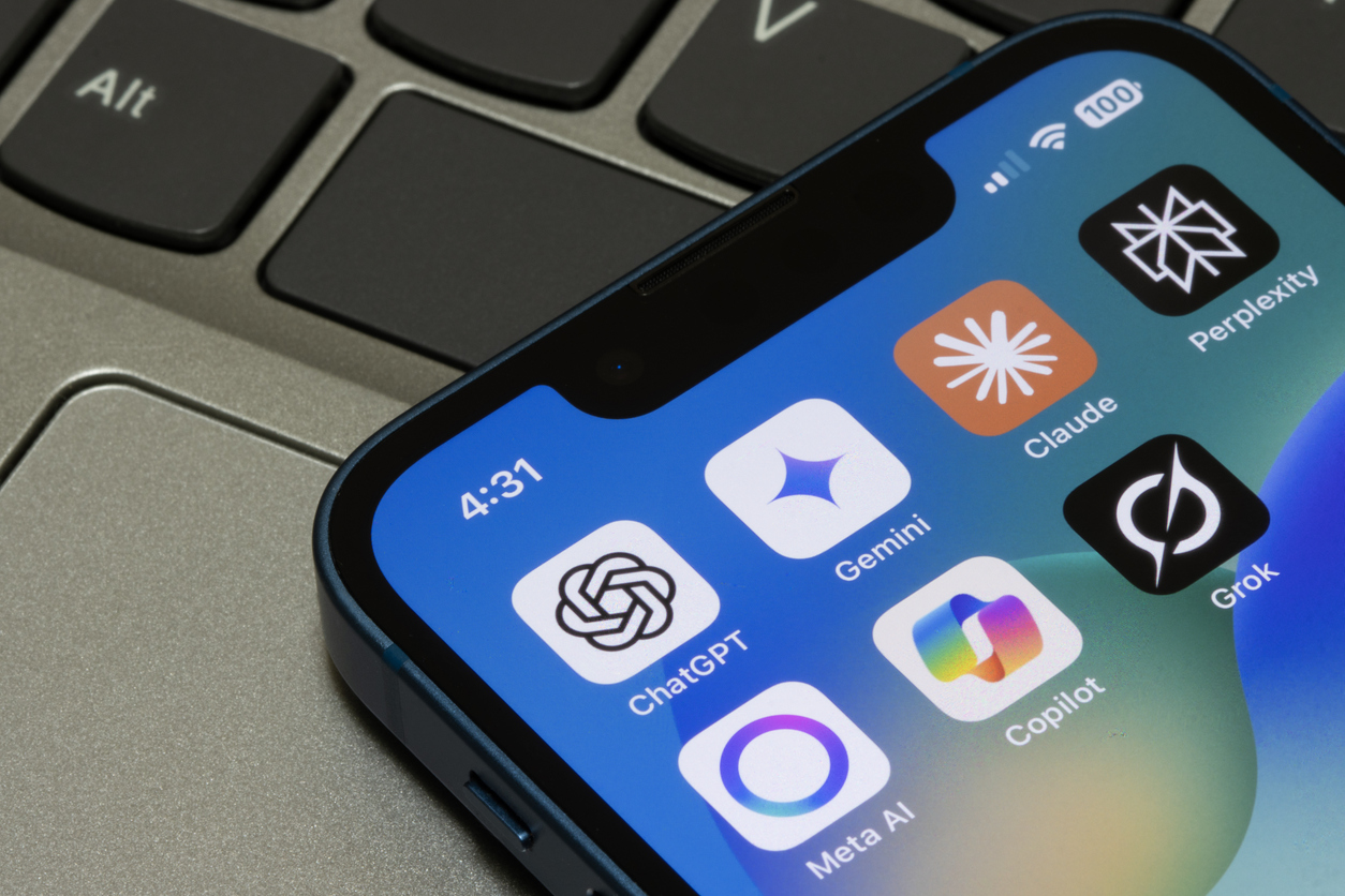phone with ai icons on the screen