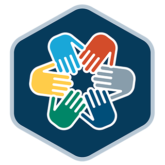 Illustrated icon with differently colored hands joined together