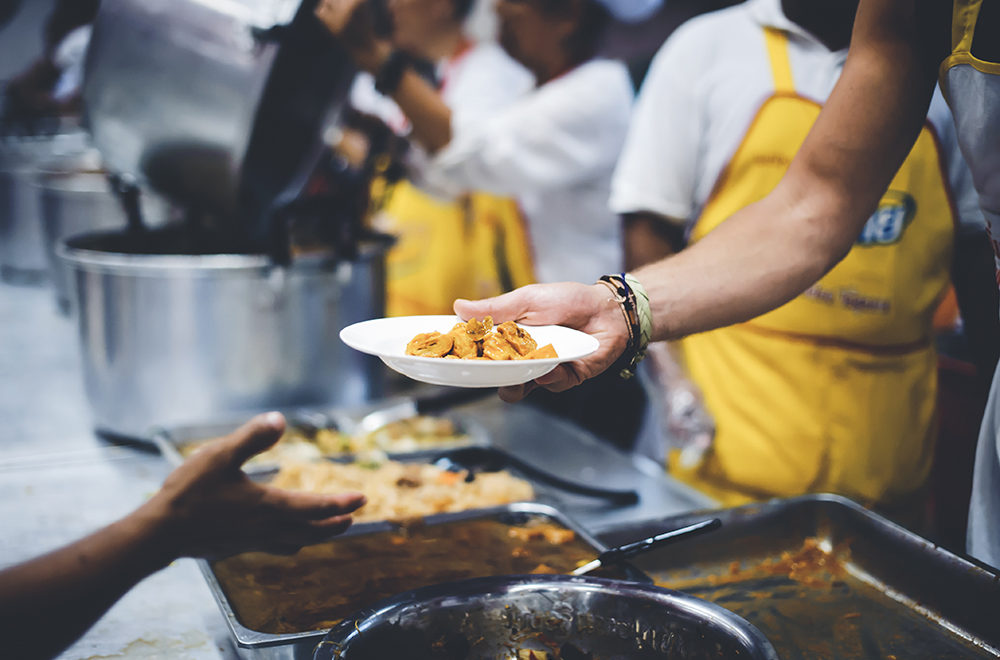 food-line for the homeless and the hungry