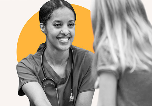 School nurse speaking with female student